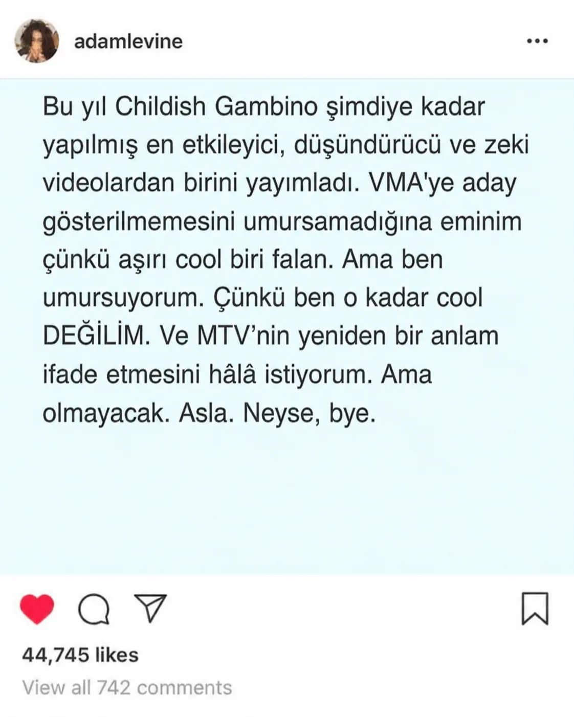 Adam Levine MTV’ye Uzun Uzun Kızdı, Meğerse Şarkı 7 Dalda Adaydı
