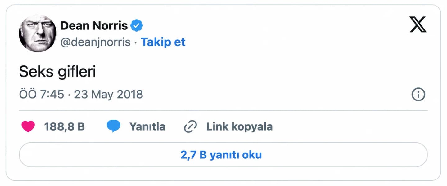 Dean Norris’ın İki Kelimelik ‘Arama’ Tweet’i