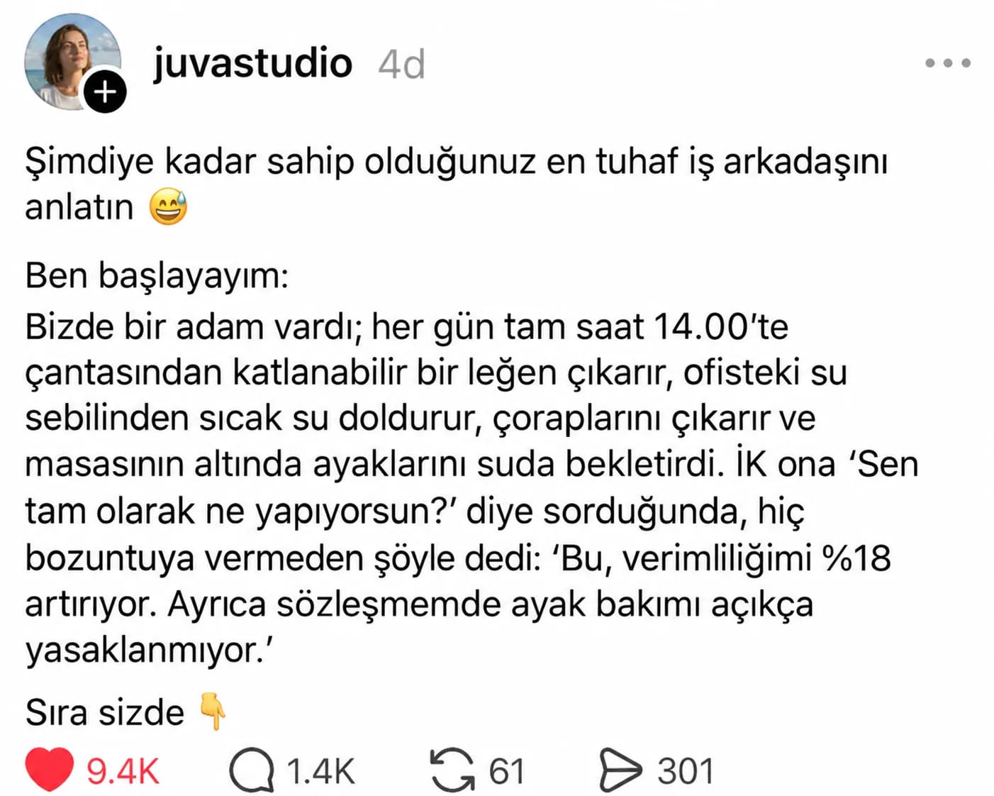 Her Gün 14.00’te Masasının Altında Ayak Banyosu Yapan Adam